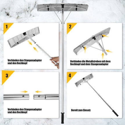 Snow Shovel 1.48-6.08m Adjustable Roof Rake Aluminum Snow Remover