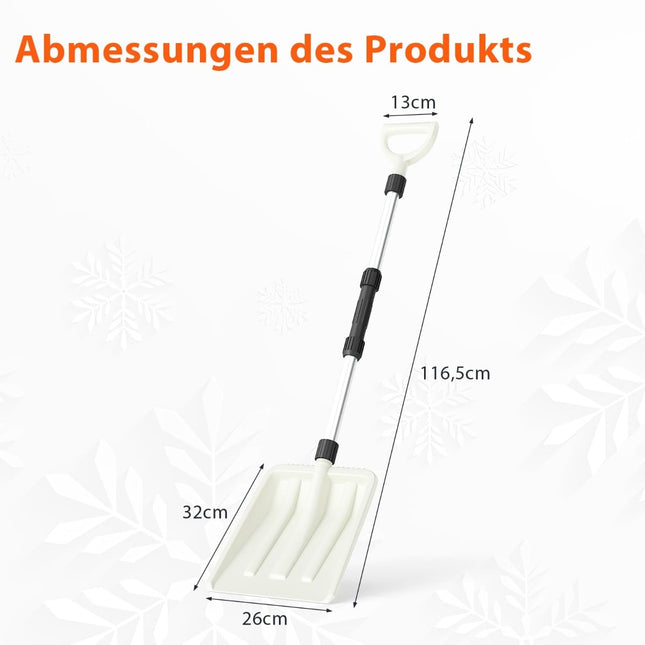 Snow Shovel 26 cm Wide, Ergonomic Aluminum Handle