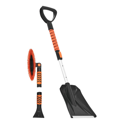 Snow Shovel and Brush Set, Extendable Ice Scraper 107cm
