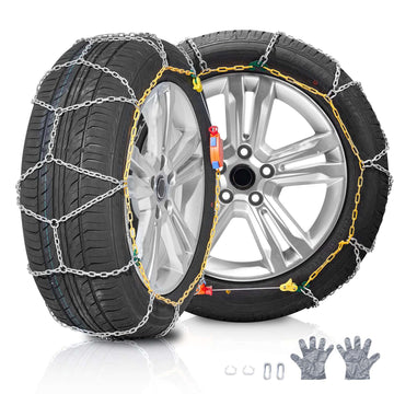Snow Tire Chains, Manganese Steel, Set of 2, Auto Tighten