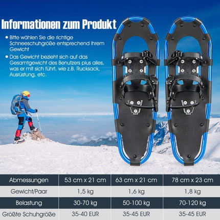 Snowshoe Set 63 cm with Ratchet Bindings, Blue