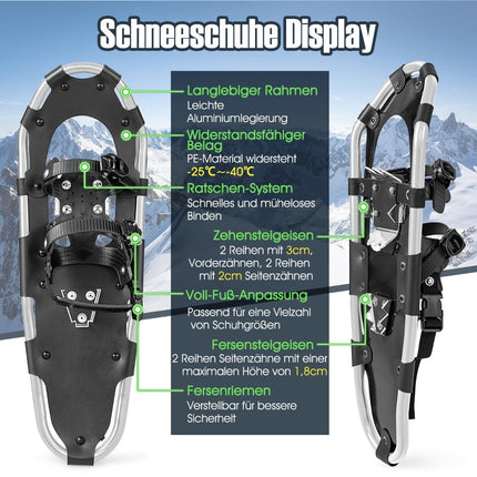 Snowshoes Set 63 cm with Adjustable Poles and Bag