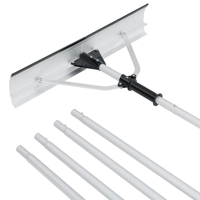 Snow shovel roof with rubber lip & folding snow blade aluminum snow clearer with retractable handle