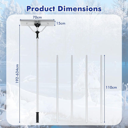 Snow shovel roof with rubber lip & folding snow blade aluminum snow clearer with retractable handle