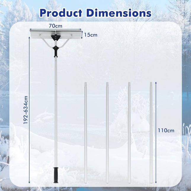 Snow shovel roof with rubber lip & folding snow blade aluminum snow clearer with retractable handle