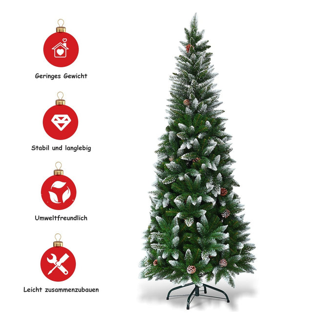 Snowy Christmas Tree with Metal Stand, 630 PVC Tips, 180cm