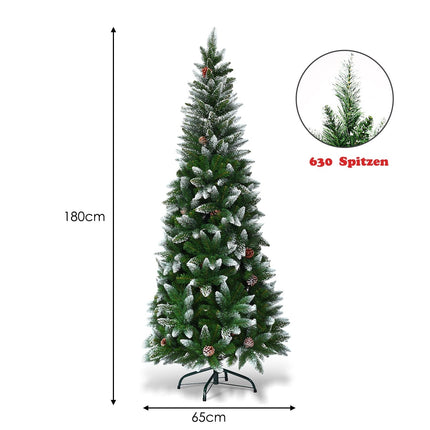 Snowy Christmas Tree with Metal Stand, 630 PVC Tips, 180cm