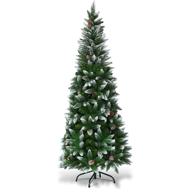 Snowy Christmas Tree with Metal Stand, 630 PVC Tips, 180cm