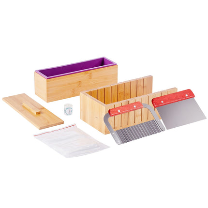 Soap Making Kit – Bamboo Box, Silicone Mold, 2 Cutters