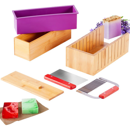 Soap Making Kit – Bamboo Box, Silicone Mold, 2 Cutters