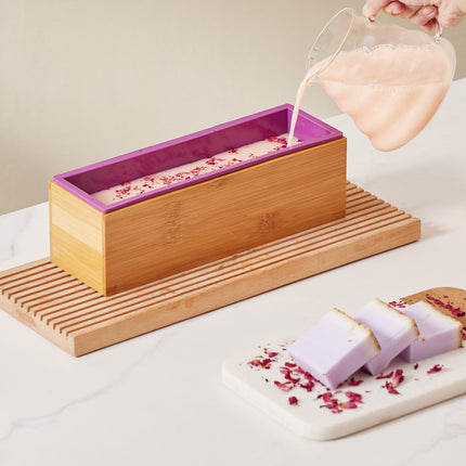 Soap Making Kit – Bamboo Box, Silicone Mold, 2 Cutters