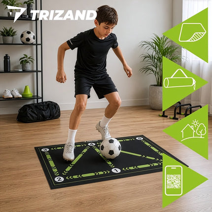 Soccer Training Mat 60 x 90 cm with Non-Slip Rubber Base, Shoulder Bag