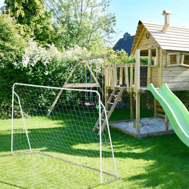 Soccer goal in white steel