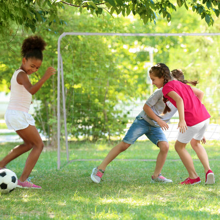 Soccer goal in white steel