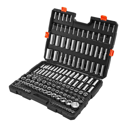 Socket Set, 163-Piece, 1/4 3/8 1/2 In, SAE/Metric