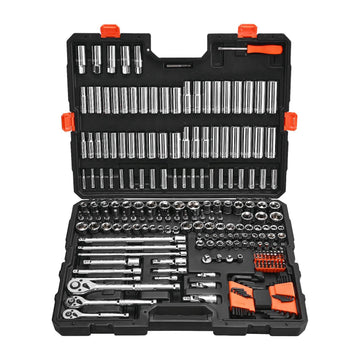 Socket Set, 225-Piece SAE Metric 1/4 3/8 1/2 Drive