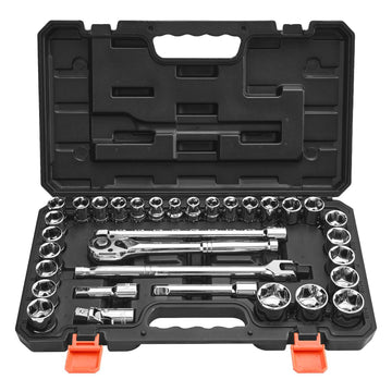 Socket Set, 33-Piece 12.7 mm Drive, SAE Metric, Case