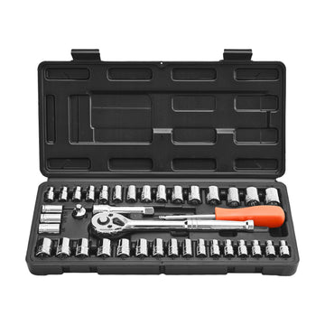 Socket Set, 39-Piece 1/4 and 3/8 In SAE Metric Case