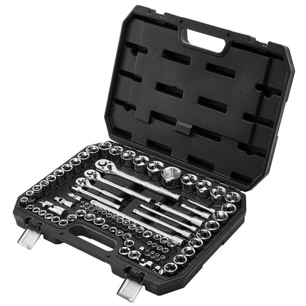 Socket Set, 86-Piece SAE and Metric Ratchet, 1/4-1/2 in