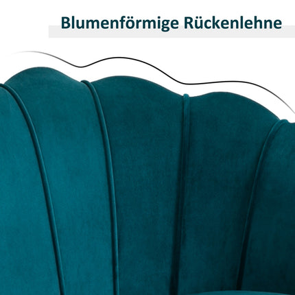 Modern 2-seater sofa, velvet look, 130 cm, dark green