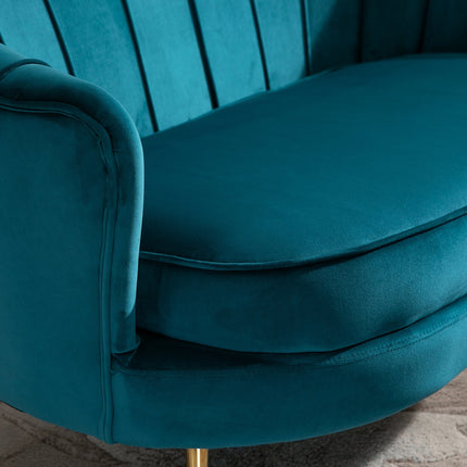 Modern 2-seater sofa, velvet look, 130 cm, dark green