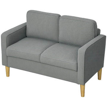 Small 2-seater sofa with storage, corduroy look, light grey