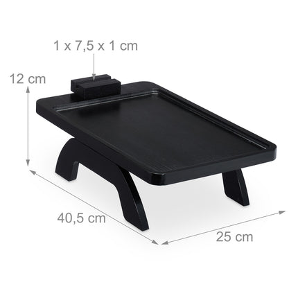 Sofa Armrest Tray – Black Bamboo with Device Holder
