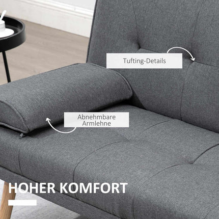 Dark gray 3-seater sofa bed with folding table & cup holder