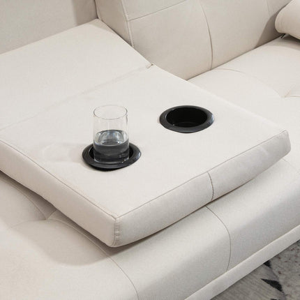 Scandi Design Linen-Look 3-seat sofa bed, with folding table