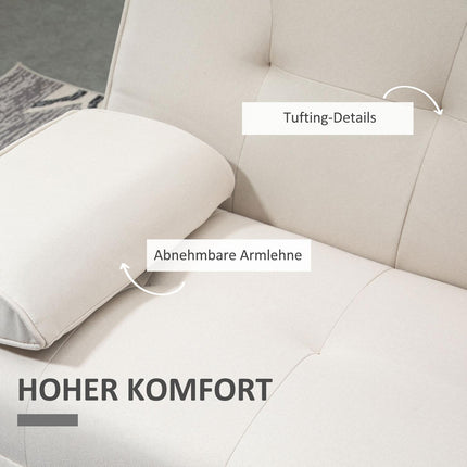 Scandi Design Linen-Look 3-seat sofa bed, with folding table
