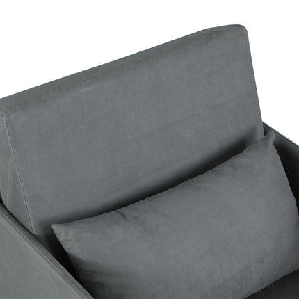 Simple gray sofa bed with washable cover and side pockets