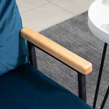 Blue Velvet sofa bed, adjustable backrest, folding design