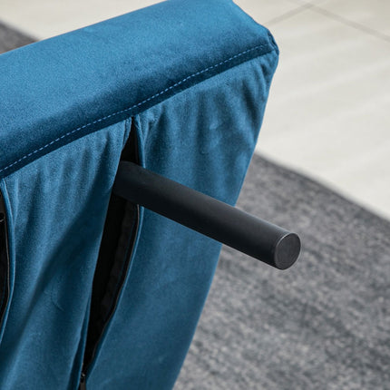 Blue Velvet sofa bed, adjustable backrest, folding design
