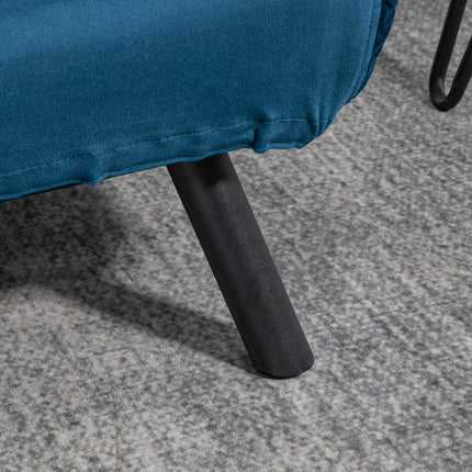 Blue Velvet sofa bed, adjustable backrest, folding design