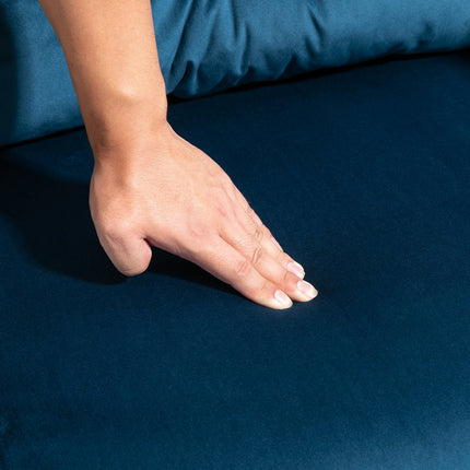 Blue Velvet Sofa Bed - Adjustable backrest, 63x73x81cm