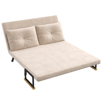 Folding sofa bed in velvet look, adjustable, beige, 102x73x81 cm