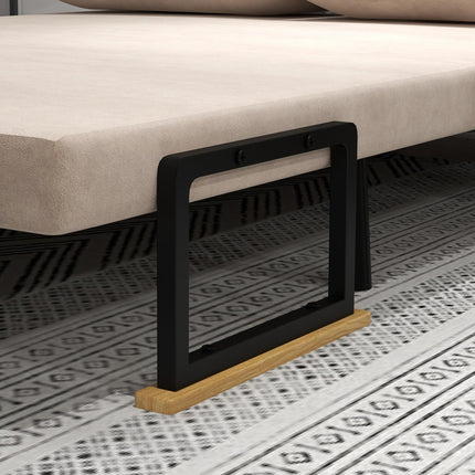 Folding sofa bed in velvet look, adjustable, beige, 102x73x81 cm