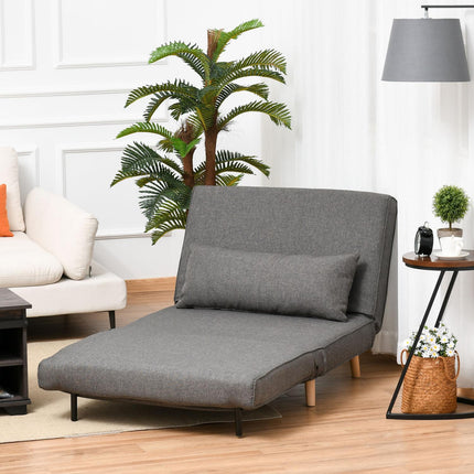Gray folding sofa bed, single size, adjustable backrest