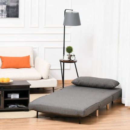 Gray folding sofa bed, single size, adjustable backrest