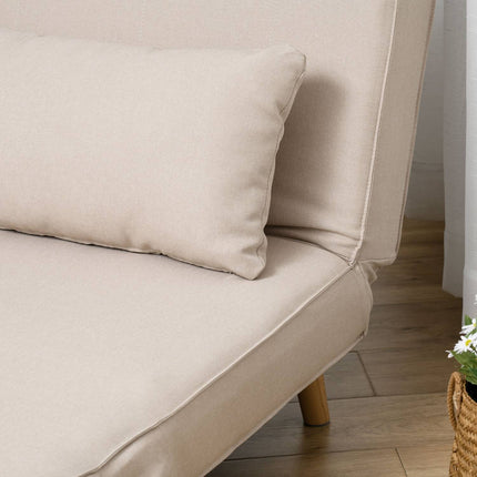 Folding sofa bed with adjustable backrest, linen look