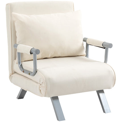 3-in-1 cream sofa bed with armrests, foldable mattress