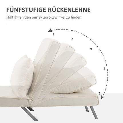 3-in-1 cream sofa bed with armrests, foldable mattress