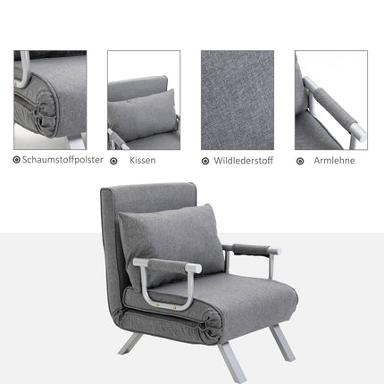 Gray 3-in-1 sofa bed, guest bed & chaise longue 65x69x80 cm