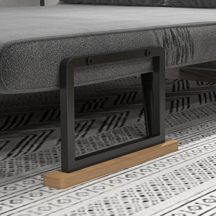 Dark gray velvet sofa bed with storage and cushion