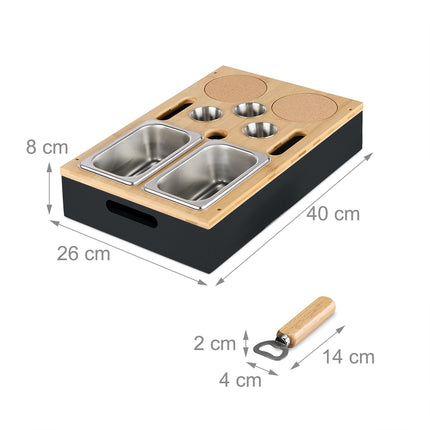 Sofa Snack Tray with Bamboo Bowls & Drink Holders