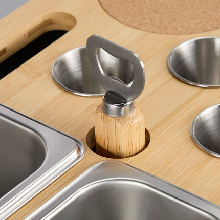 Sofa Snack Tray with Bamboo Bowls & Drink Holders