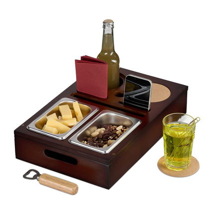Sofa Snack Tray with Coasters and Drink Holders