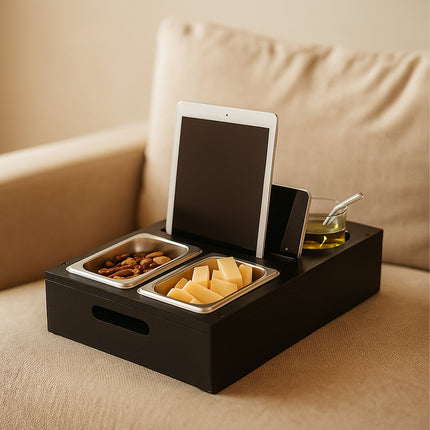 Sofa Snack Tray with Coasters and Drink Holders