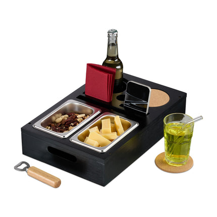 Sofa Snack Tray with Coasters and Drink Holders