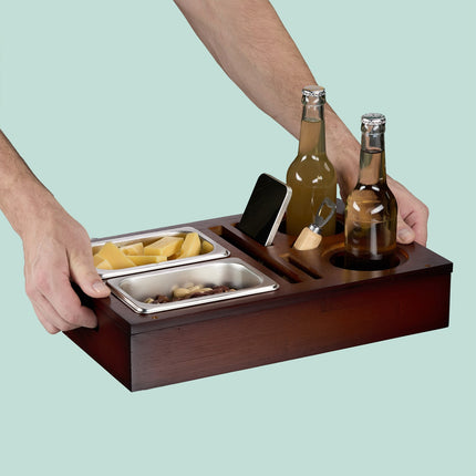 Sofa Snack Tray with Coasters and Drink Holders